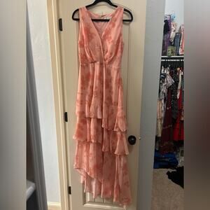 Wayf Coral Floral TieredDress